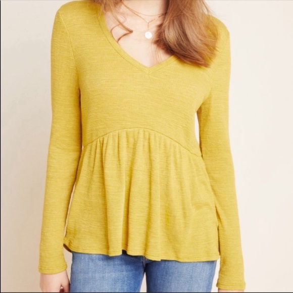 Anthropologie T.la Jill Babydoll Top Yellow NWT S - Picture 2 of 8